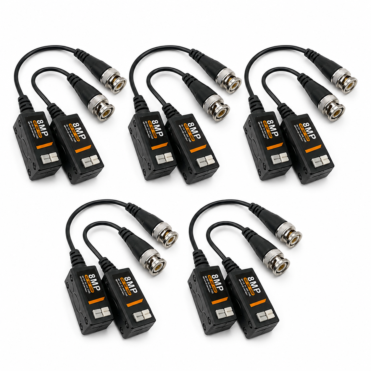 8mp Balun 5Pairs 4K CCTV Video Balun Connectors Passive AHD/TVI/CVI/CVBS Signal Transceivers Compatible with 8MP Single Channel for BNC Male Cable Security Camera System - Image 1
