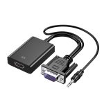 VGA to HDMI Adapter 1080P@60Hz Converter with 3.5mm Audio VGA Source to HDMI Monitor Converter Active Male VGA to Female HDMI Video Dongle adaptador for Desktop Laptop PC HDTV Projector