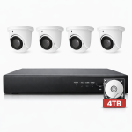 5MP PoE Home Security Camera System, 4 Wired IP Turret Cameras, 4K 8Channel NVR with 4TB HDD for 24/7 Recording,