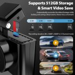 Three lens Dash Cam,3.0inc touch Screen, 4k+1080p+1080P. wifi, GPS, ADAS, car Charger with indoor rear Camera ,XW180 - Image 2