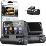 Three lens Dash Cam,3.0inc touch  Screen, 4k+1080p+1080P. wifi, GPs, ADAS, car Charger with indoor rear Camera, XW135