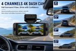 4 Channel Dash Cam,3.39inch  Screen, 4k+1080p+1080P. wifi, GPS, 24HR Parking model (ACC Radar Voltage reduction line ) XM186, - Image 2