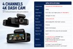 4 Channel Dash Cam,3.39inch  Screen, 4k+1080p+1080P. wifi, GPS, 24HR Parking model (ACC Radar Voltage reduction line ) XM186, - Image 3