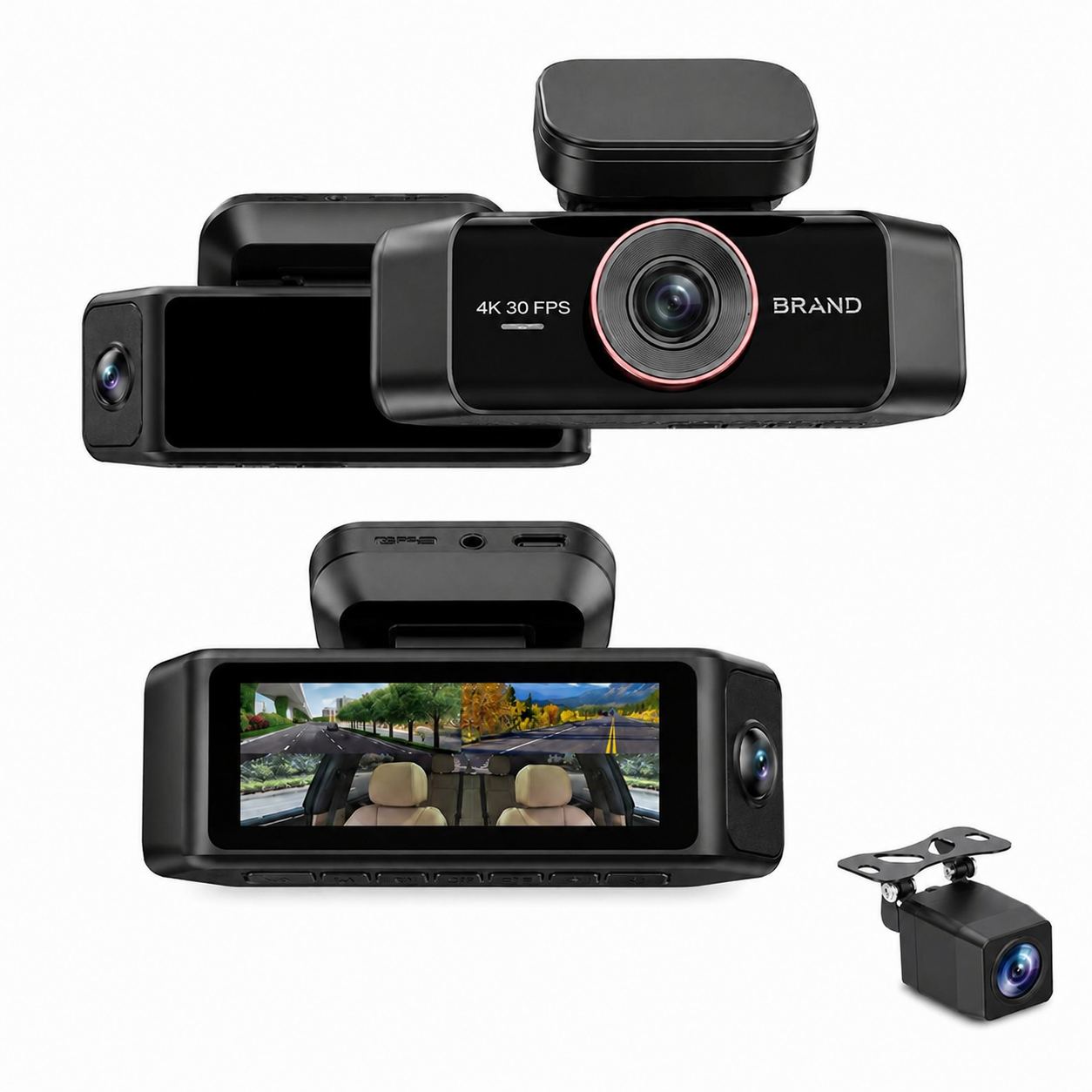 XN186 4 Channel Dash Cam,3.39inch Screen, 4k+1080p+1080P. wifi, GPS, 24HR Parking model (ACC Radar Voltage reduction line ) XM186, - Image 1