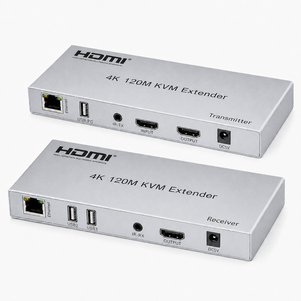 4k 120m kvm extender (1) 4K HDMI KVM USB Extender, 393ft Over Cat6, with Both Audio Port, Loop Out, IR, HDMI Over Ethernet, Keyboard Mouse Extension for PC, DVR, NVR, TV, Monitor, Projector - Image 1
