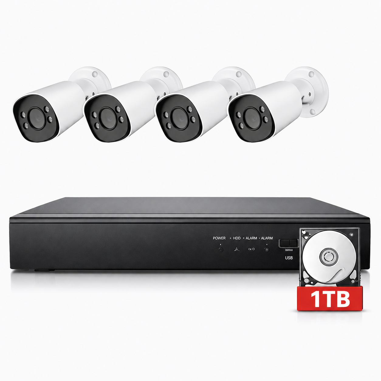 5MP PoE Home Security Camera System, 4 Wired IP Bullet Cameras, 4K 8Channel NVR with 1TB HDD for 247 Recording, 5MP PoE Home Security Camera System, 4 Wired IP Bullet Cameras, 4K 8 Channel NVR with 1TB HDD for 24/7 Recording, - Image 1