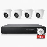 5MP PoE Home Security Camera System, 4 Wired IP Turret Cameras, 4K 8Channel NVR with 1TB HDD for 24/7 Recording,