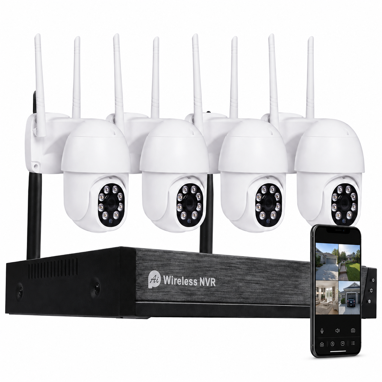 Security Cameras Wireless Outdoor,247 Record with 1TB HDD 4CH 4MP Wireless Camera Kit IR Infrared · 4PCS 2 Inch PTZ Camera with 2 way audio - Image 1